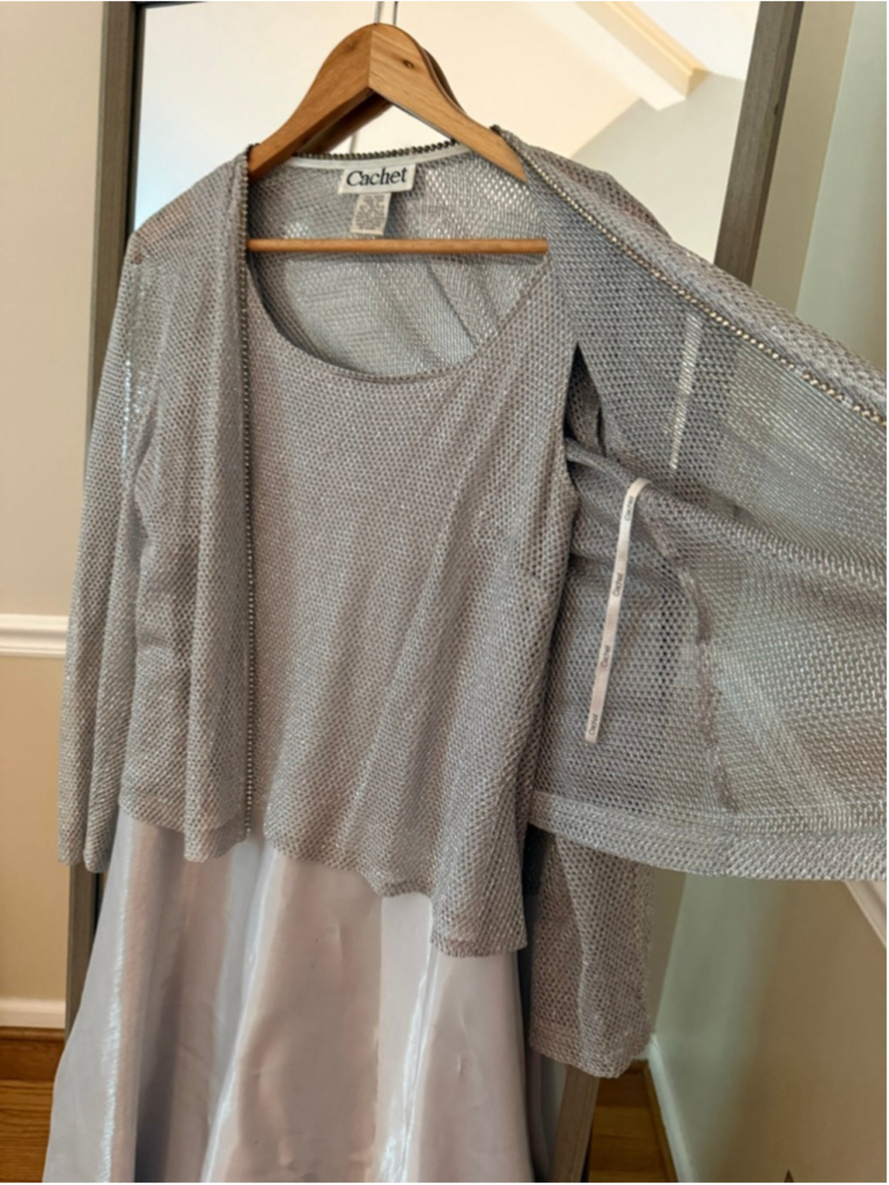 Women's Cachet Silver Two-Piece Dress Set Size 12 - Picture 4 of 6